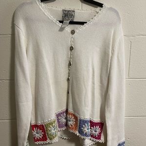 Vintage floral beaded button up sweater